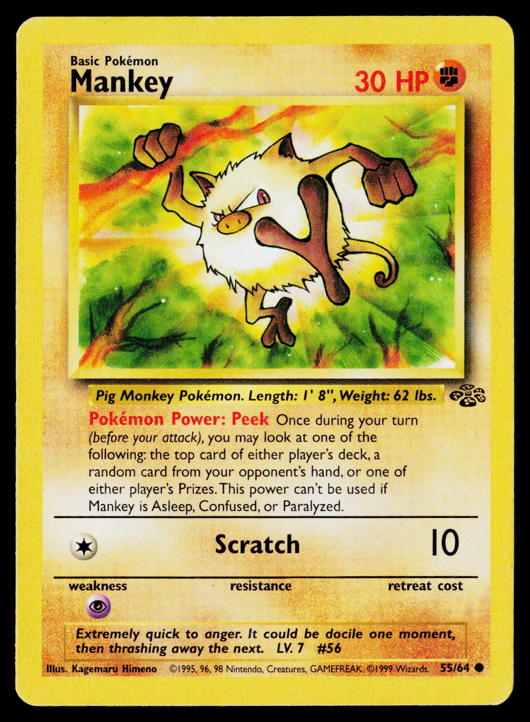 1999 Jungle Mankey #55/64 - Image 3